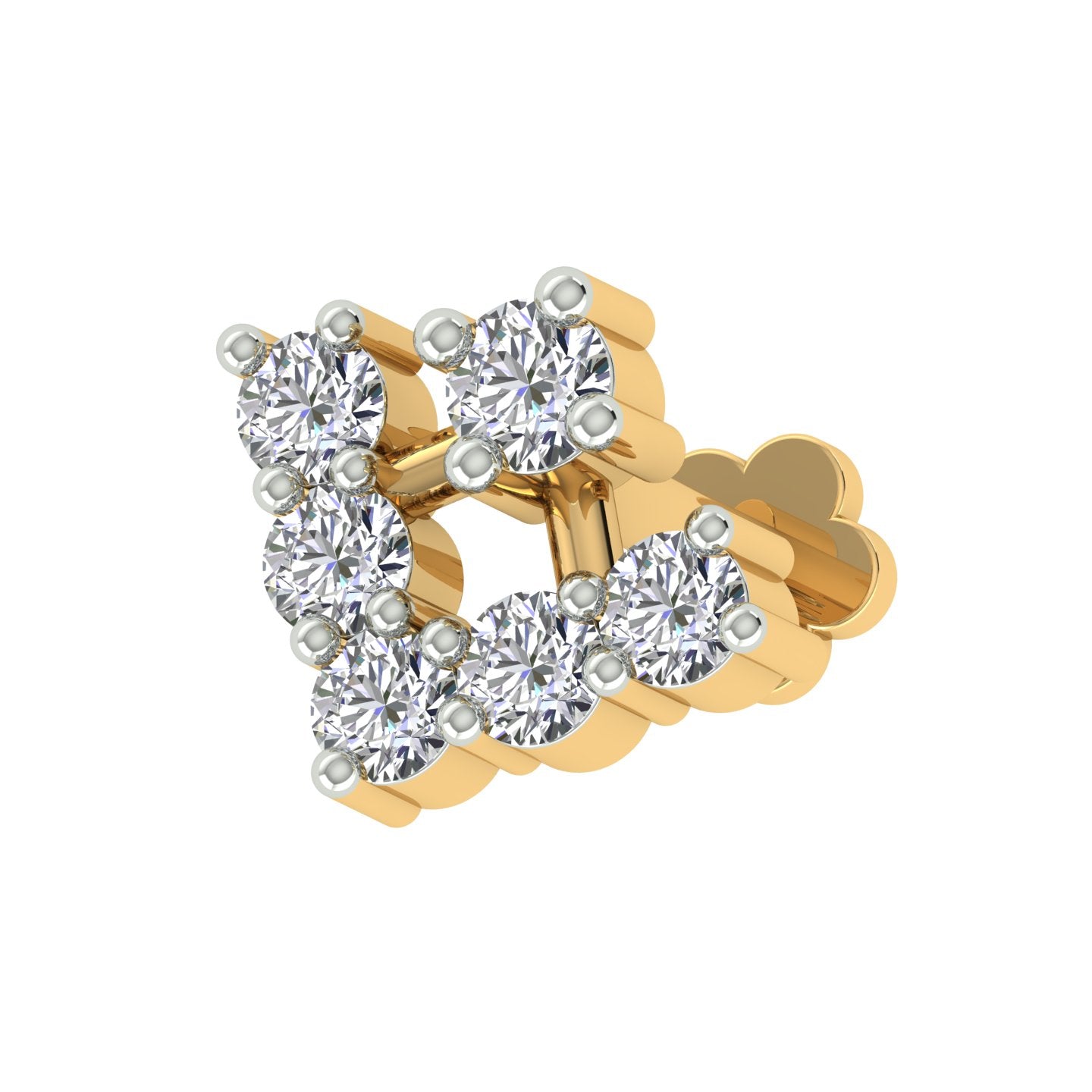 18k Yellow Gold Round Brilliant Cut Geometric Diamond Nose Pin with Screwback of 0.07 Carat