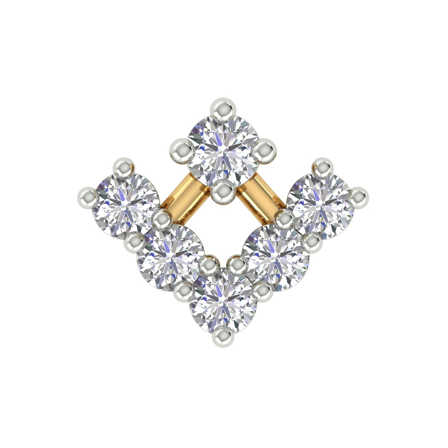 18k Yellow Gold Round Brilliant Cut Geometric Diamond Nose Pin with Screwback of 0.07 Carat