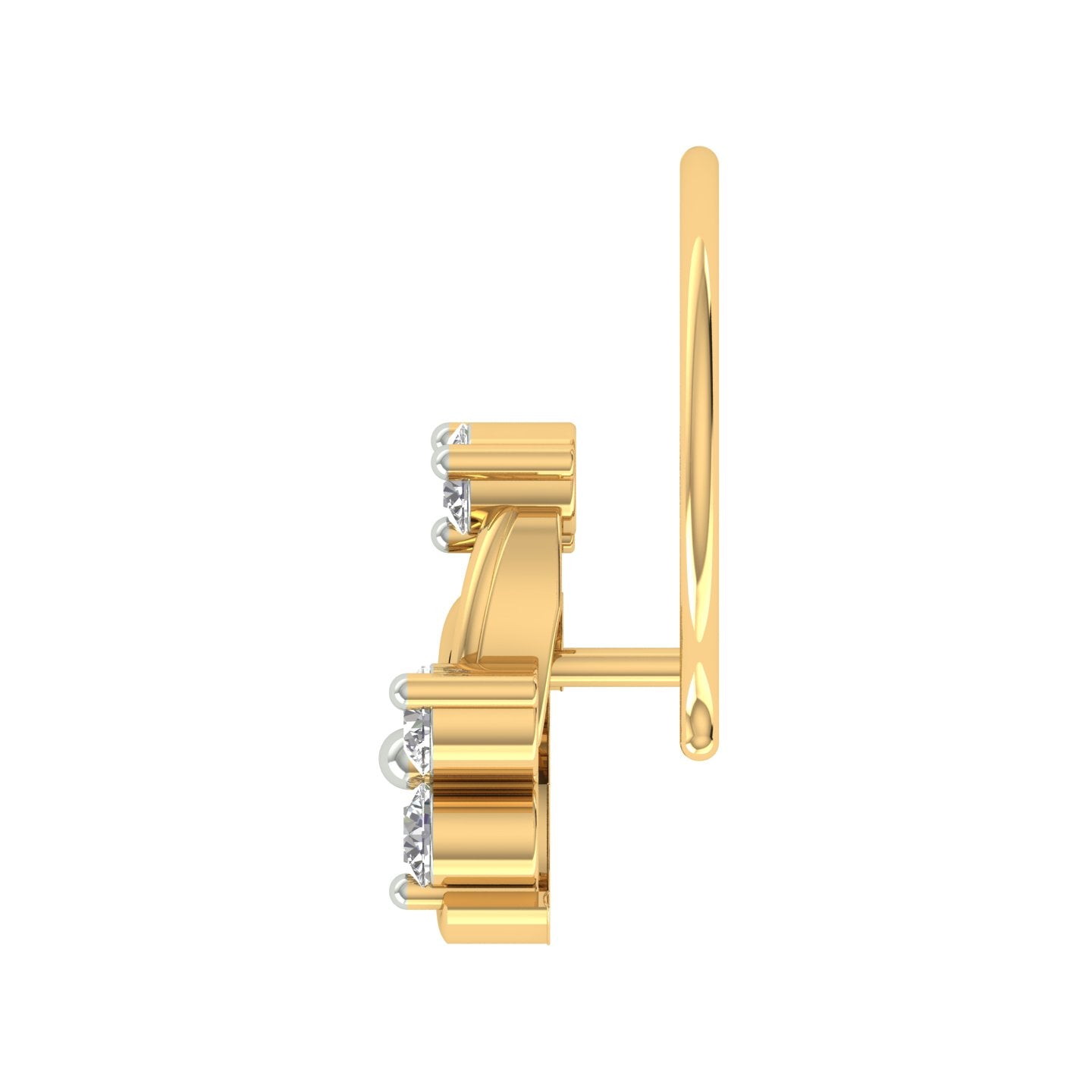 18k Yellow Gold Round Brilliant Cut Artistic Diamond Nose Pin with Wire of 0.03 Carat