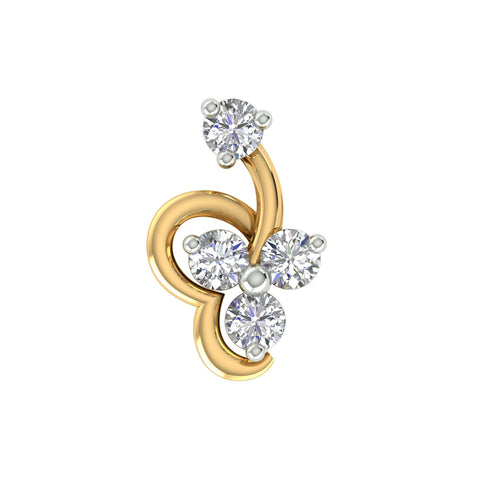 18k Yellow Gold Round Brilliant Cut Petite Diamond Nose Pin with Screwback of 0.03 Carat