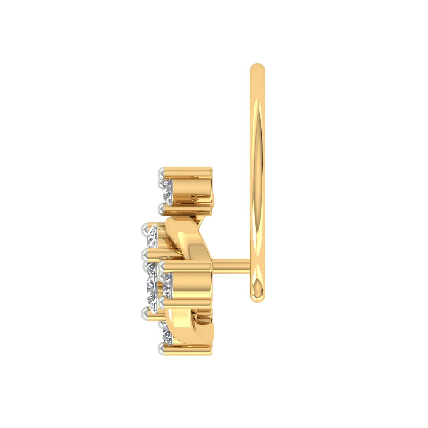 18k Yellow Gold Round Brilliant Cut Chic Diamond Nose Pin with Wire of 0.05 Carat