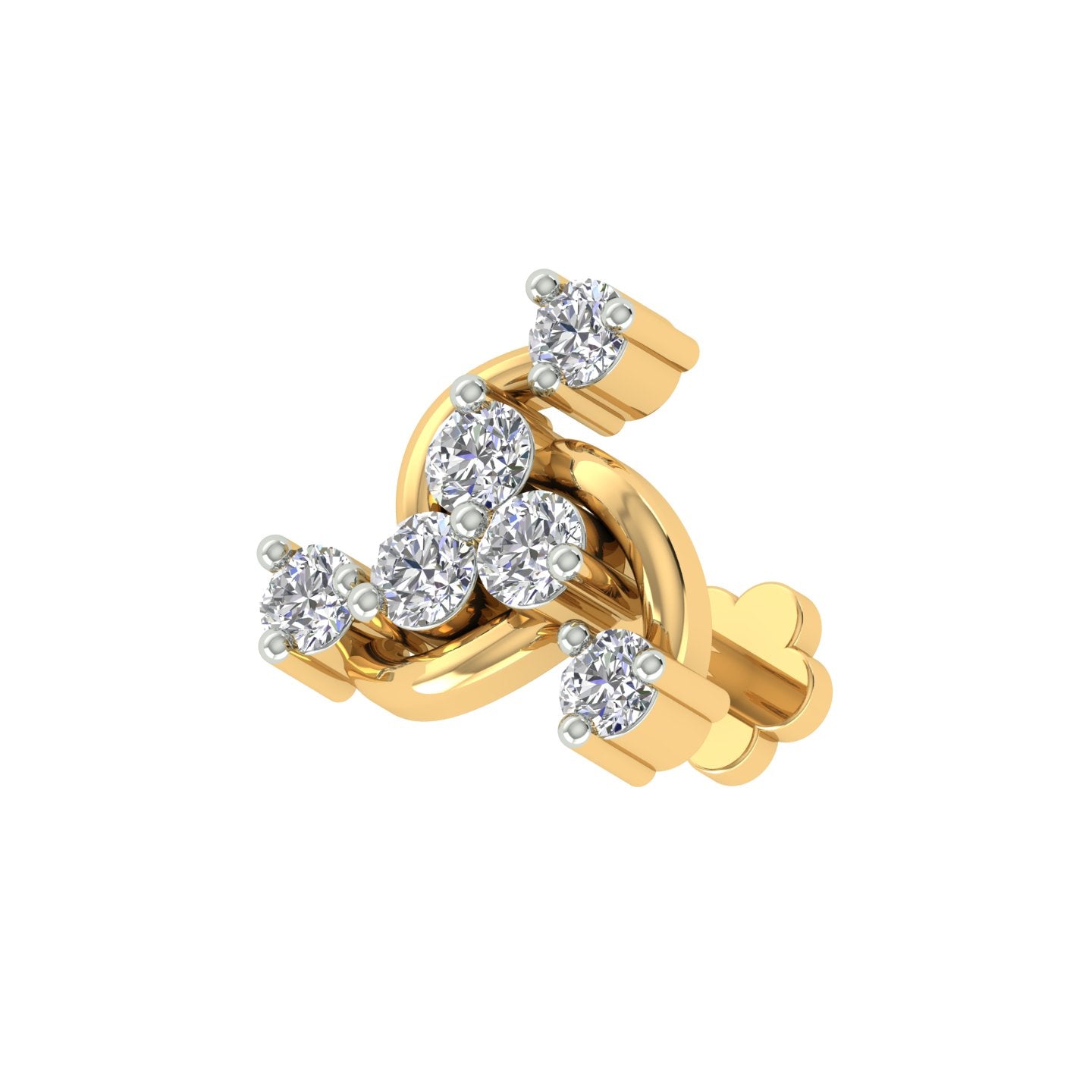 18k Yellow Gold Round Brilliant Cut Graceful Diamond Nose Pin with Screwback of 0.05 Carat