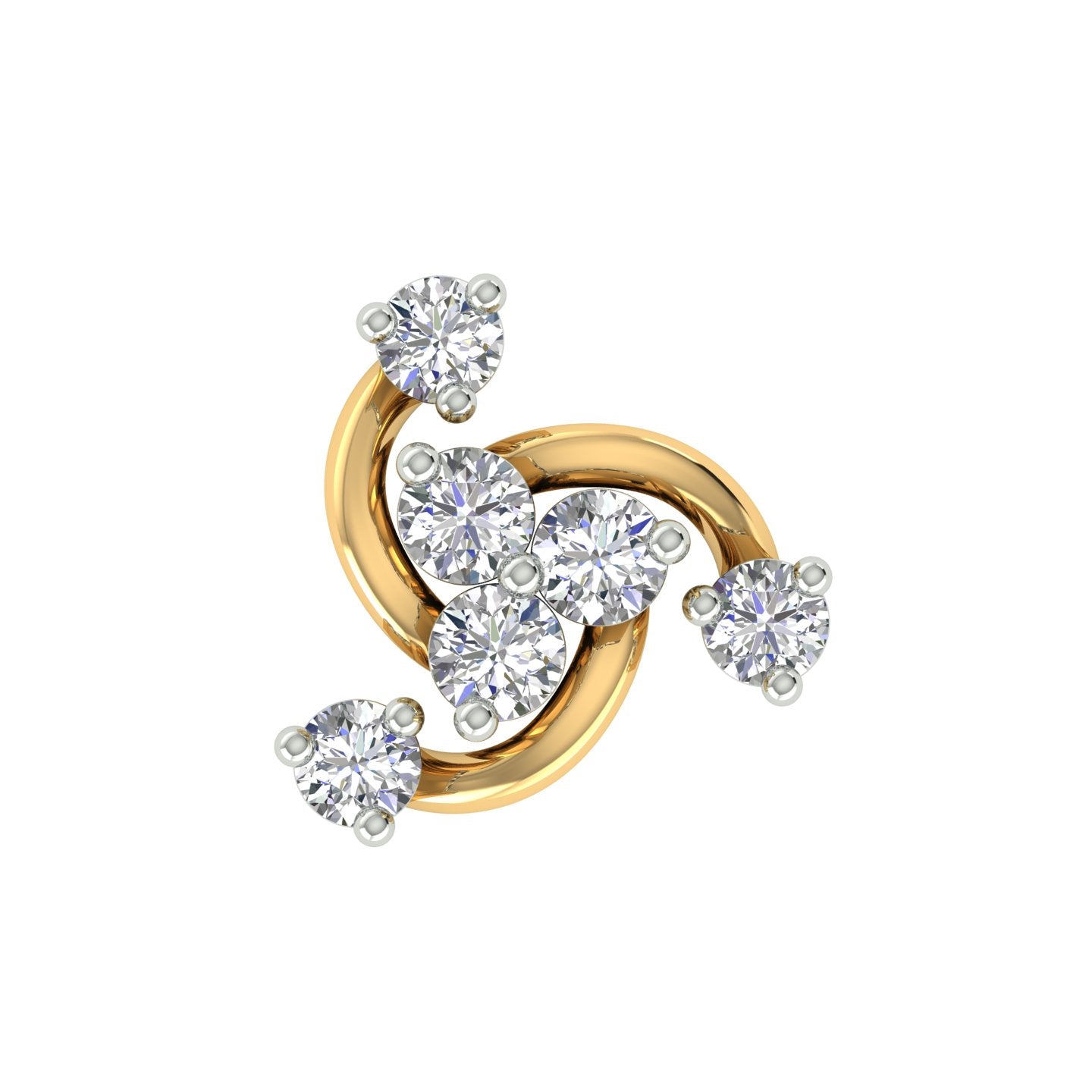 18k Yellow Gold Round Brilliant Cut Graceful Diamond Nose Pin with Screwback of 0.05 Carat