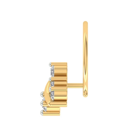 18k Yellow Gold Round Brilliant Cut Shimmering Diamond Nose Pin with Wire of 0.06 Carat