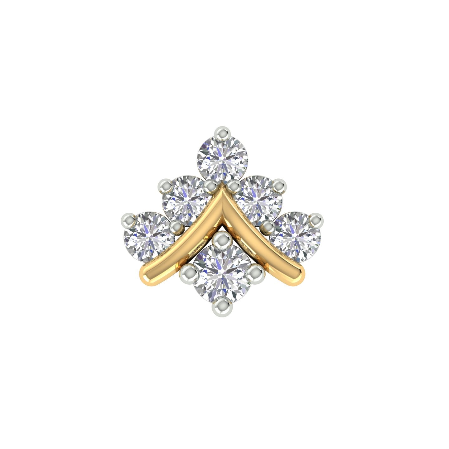 18k Yellow Gold Round Brilliant Cut Delicate Diamond Nose Pin with Screwback of 0.06 Carat