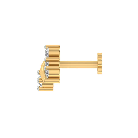 18k Yellow Gold Round Brilliant Cut Delicate Diamond Nose Pin with Screwback of 0.06 Carat