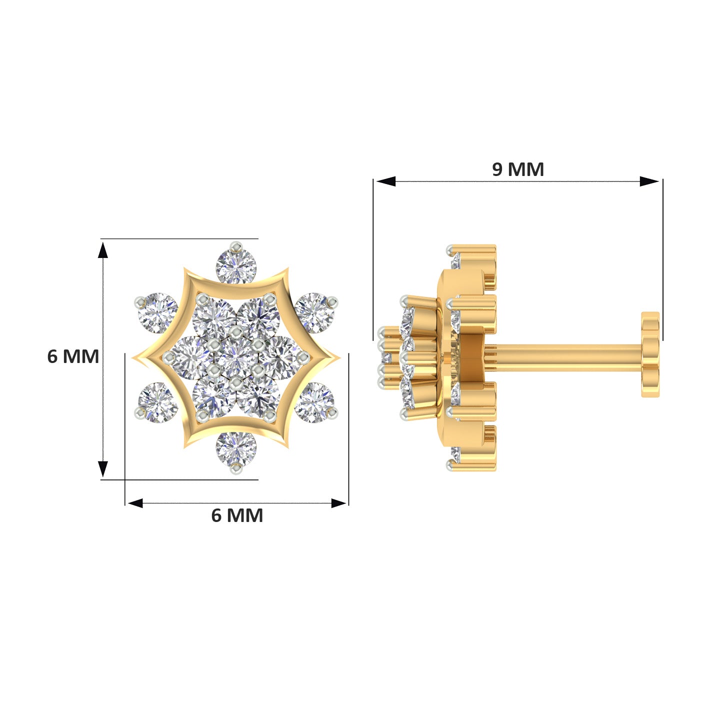 18k Yellow Gold Round Brilliant Cut Minimalist Diamond Nose Pin with Screwback of 0.07 Carat