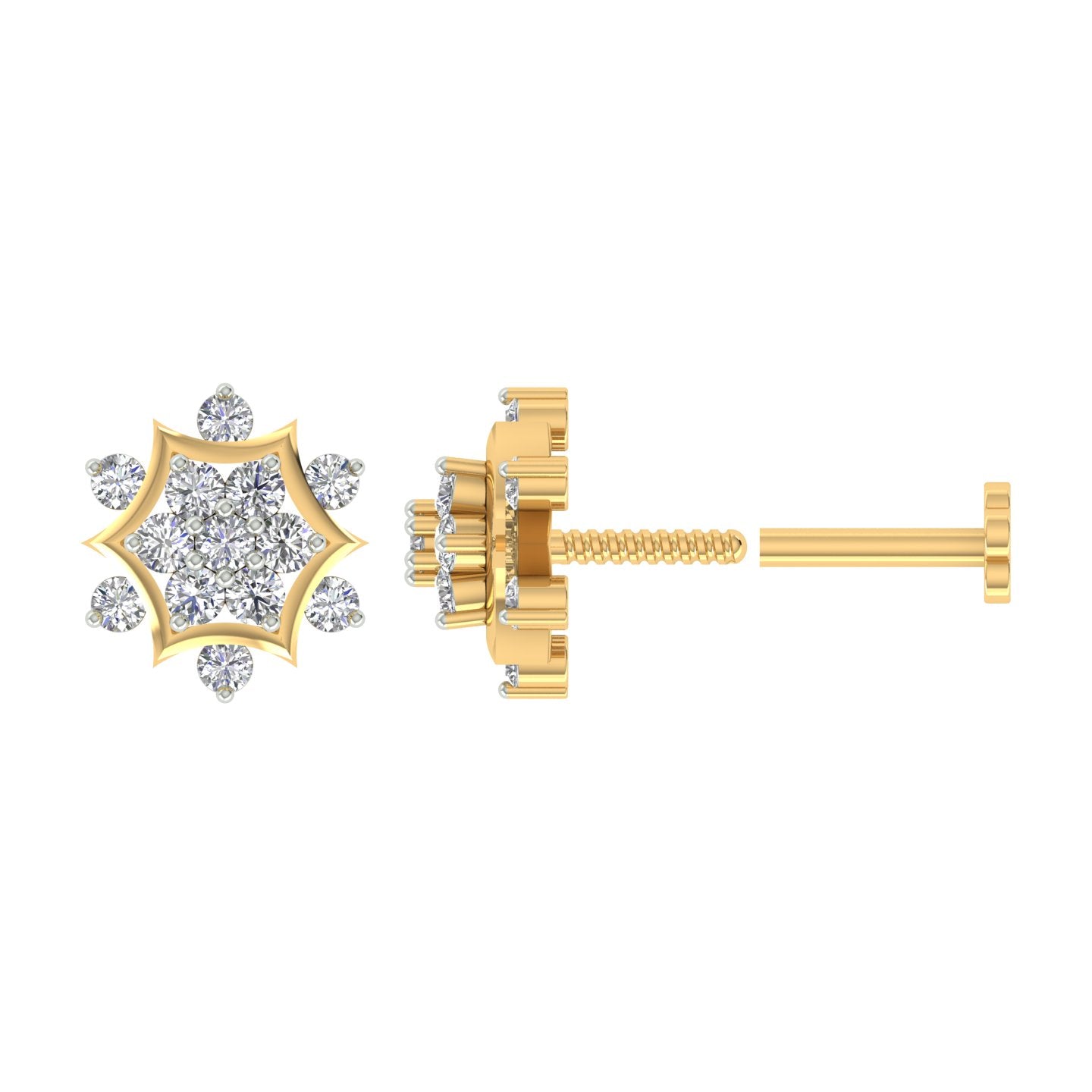 18k Yellow Gold Round Brilliant Cut Minimalist Diamond Nose Pin with Screwback of 0.07 Carat