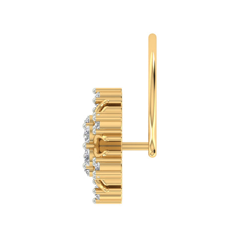 18k Yellow Gold Round Brilliant Cut Unique Diamond Nose Pin with Wire of 0.07 Carat