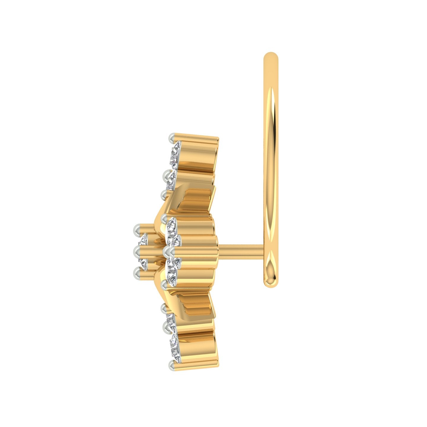 18k Yellow Gold Round Brilliant Cut Dainty Diamond Nose Pin with Wire of 0.06 Carat