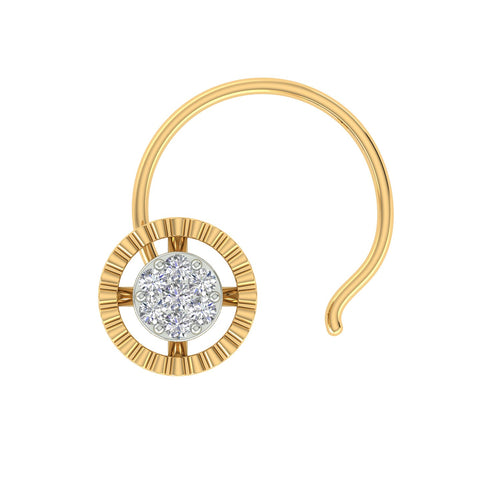 18k Yellow Gold Round Brilliant Cut Elegant Diamond Nose Pin with Wire of 0.02 Carat