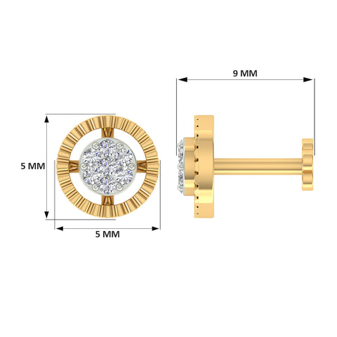 18k Yellow Gold Round Brilliant Cut Sparkling Diamond Nose Pin with Screwback of 0.02 Carat