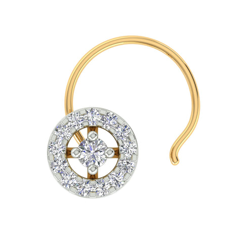 18k Yellow Gold Round Brilliant Cut Contemporary Diamond Nose Pin with Wire of 0.05 Carat