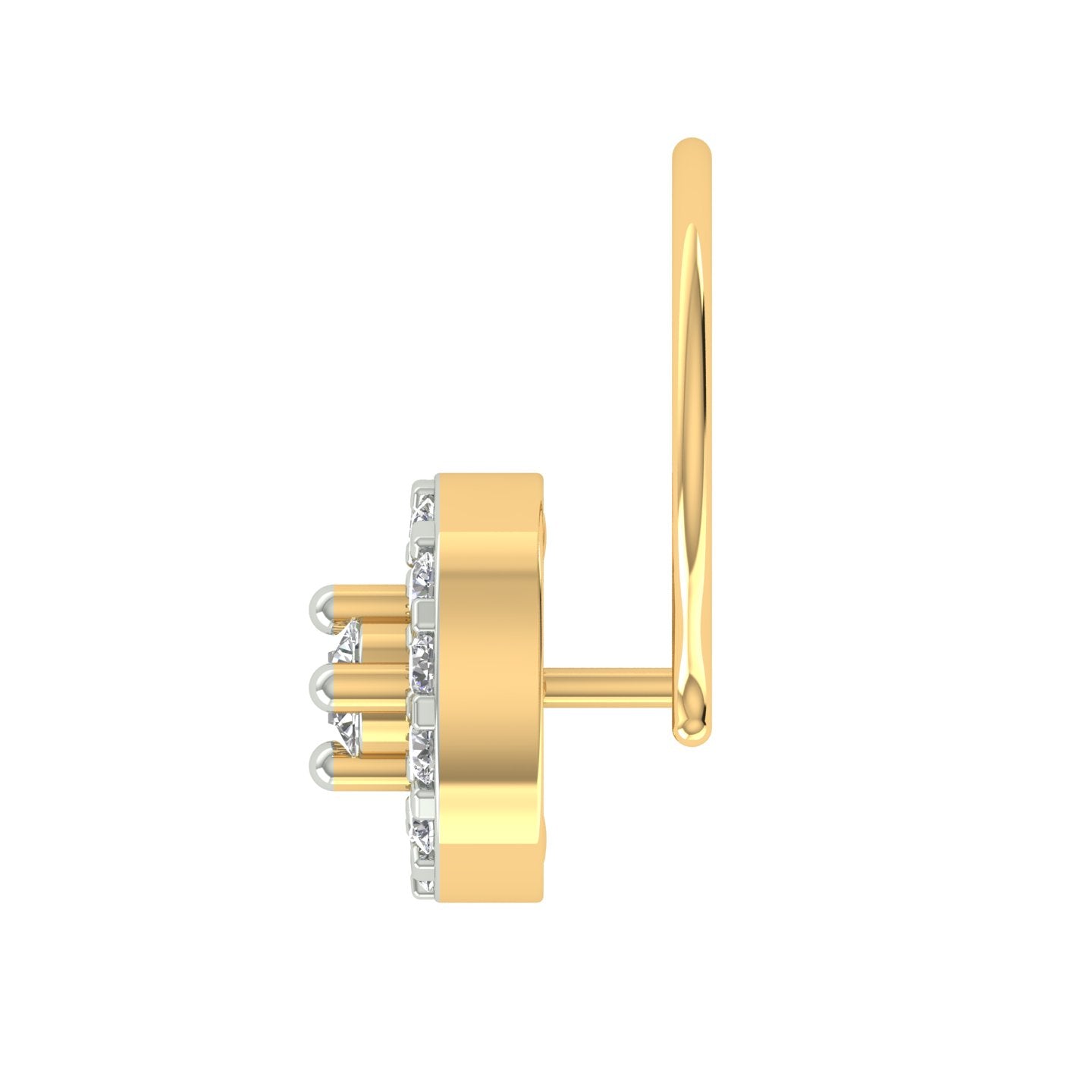 18k Yellow Gold Round Brilliant Cut Contemporary Diamond Nose Pin with Wire of 0.05 Carat