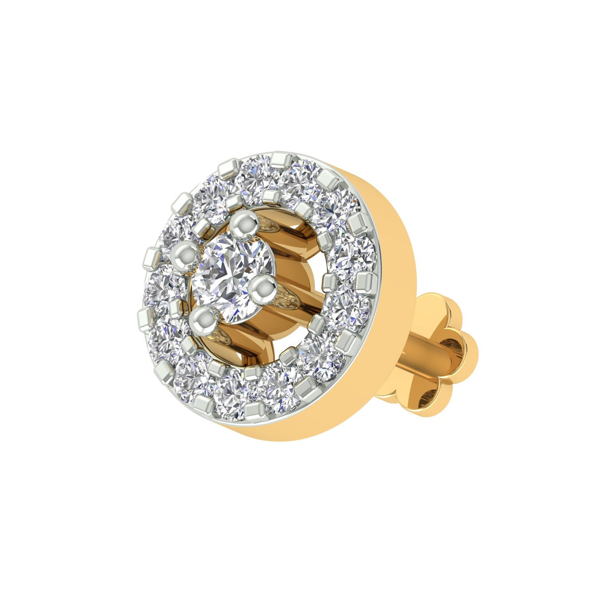 18k Yellow Gold Round Brilliant Cut Alluring Diamond Nose Pin with Screwback of 0.05 Carat