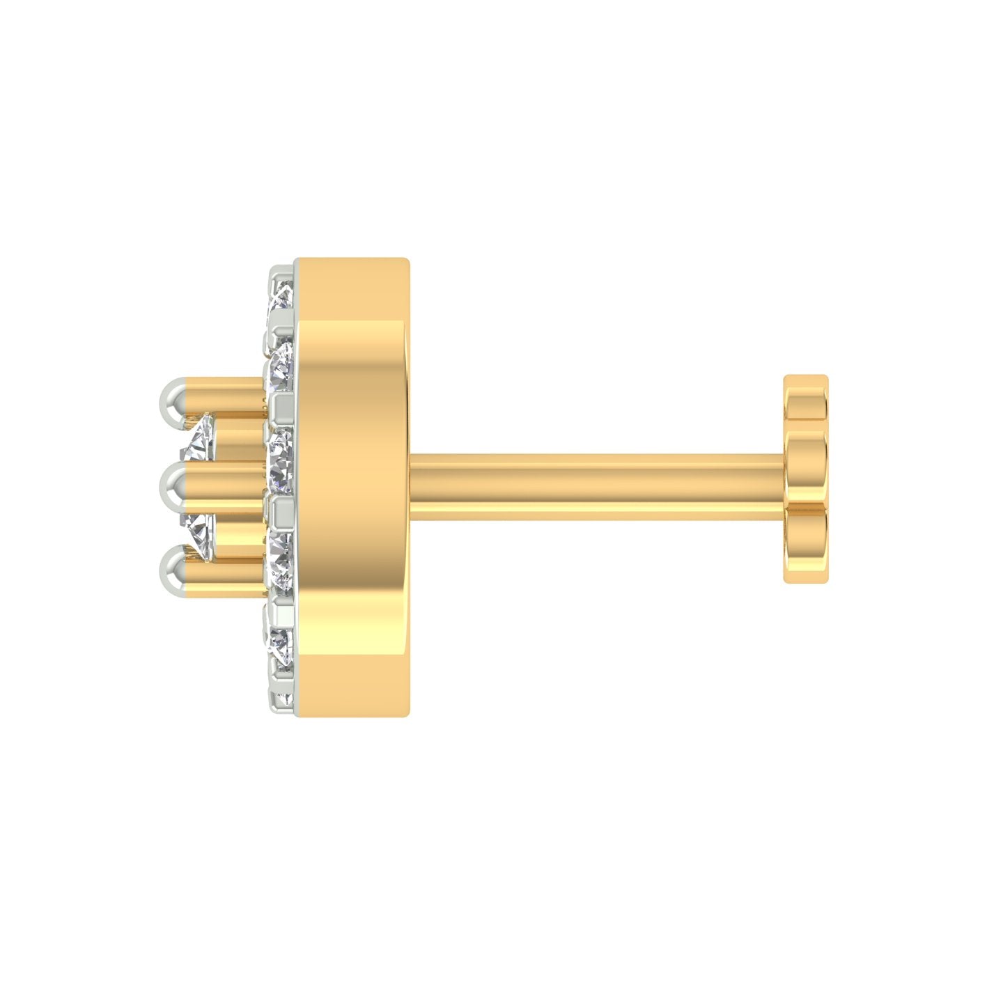 18k Yellow Gold Round Brilliant Cut Alluring Diamond Nose Pin with Screwback of 0.05 Carat