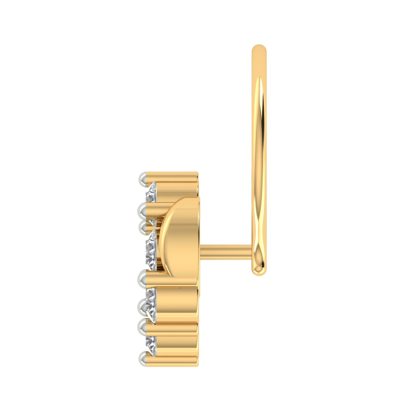 18k Yellow Gold Round Brilliant Cut Delicate Diamond Nose Pin with Wire of 0.05 Carat