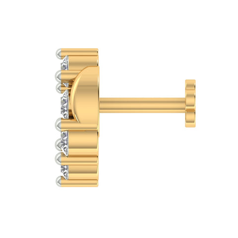 18k Yellow Gold Round Brilliant Cut Eye-catching Diamond Nose Pin with Screwback of 0.05 Carat