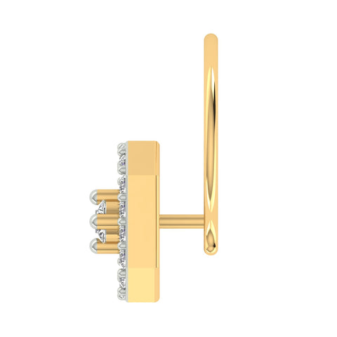 18k Yellow Gold Round Brilliant Cut Geometric Diamond Nose Pin with Wire of 0.06 Carat