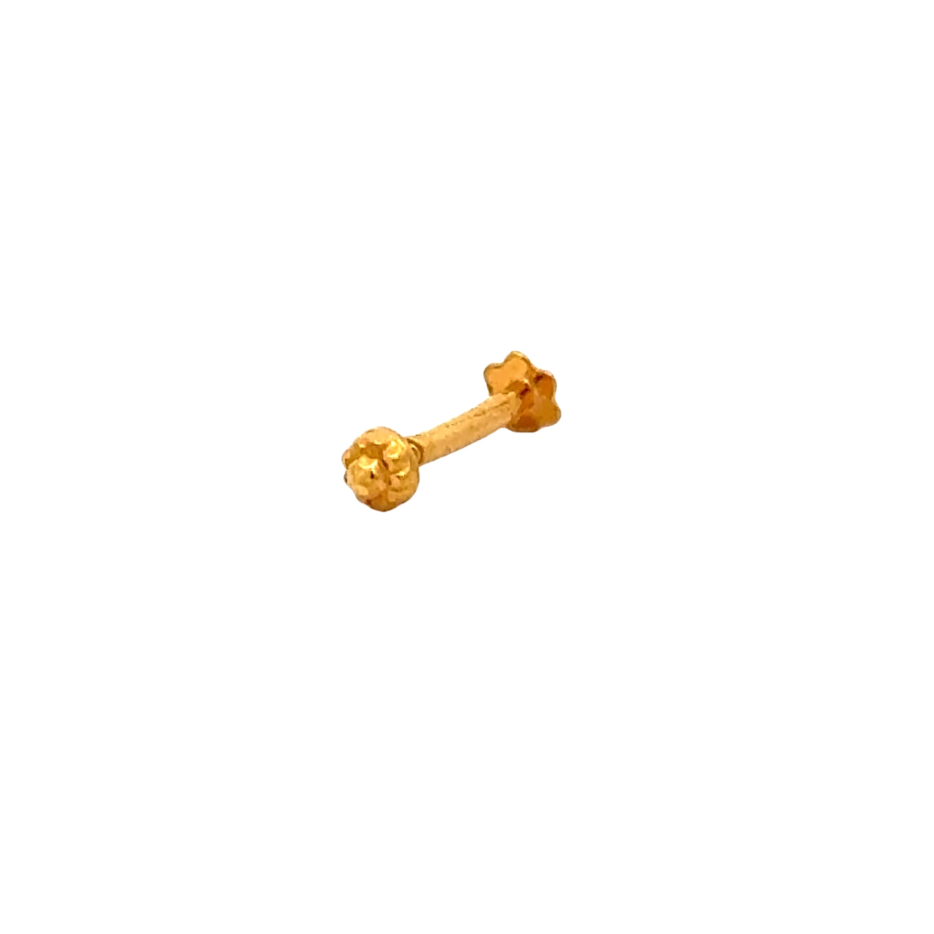 22k Yellow Gold Nose Pin Screwback with gold weight of 0.15g