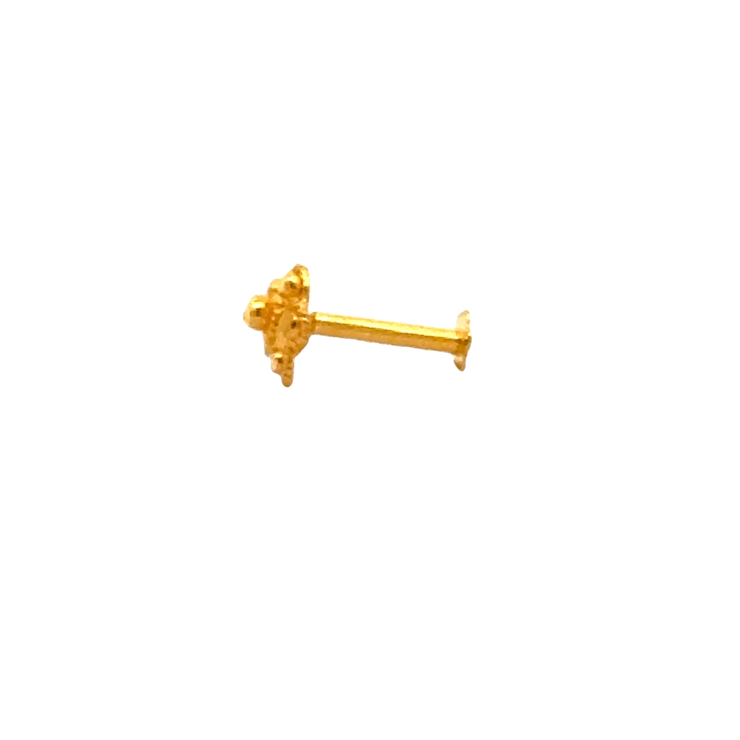 22k Yellow Gold Nose Pin Screwback with gold weight of 0.33g