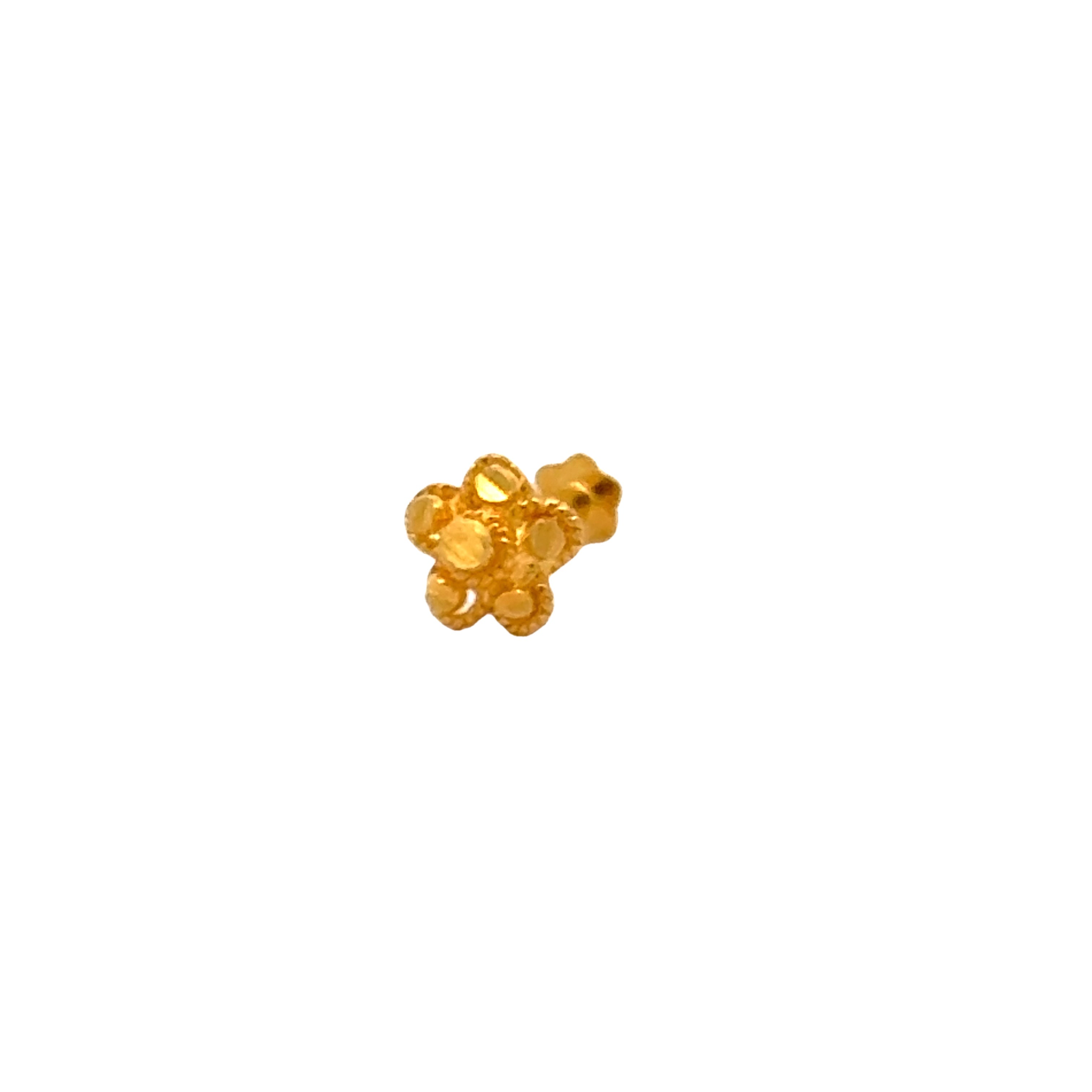 22k Yellow Gold Nose Pin Screwback with gold weight of 0.33g