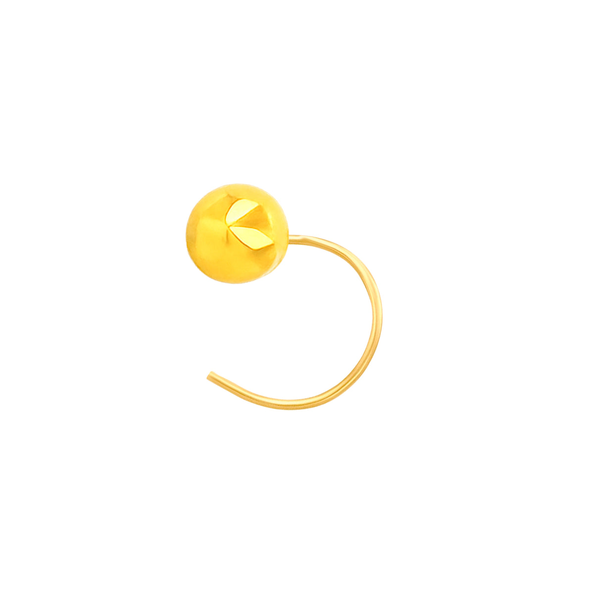 22K Yellow Gold Extra Small Geometric Nose Pin with Wire with gold weight of 0.19g