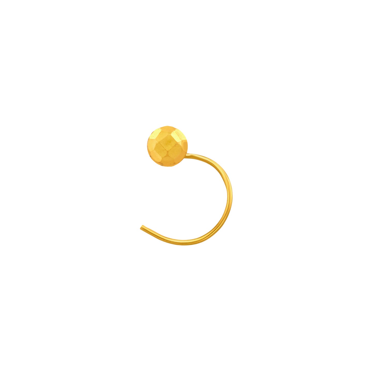 22K Yellow Gold Extra Small Geometric Nose Pin with Wire with gold weight of 0.16g