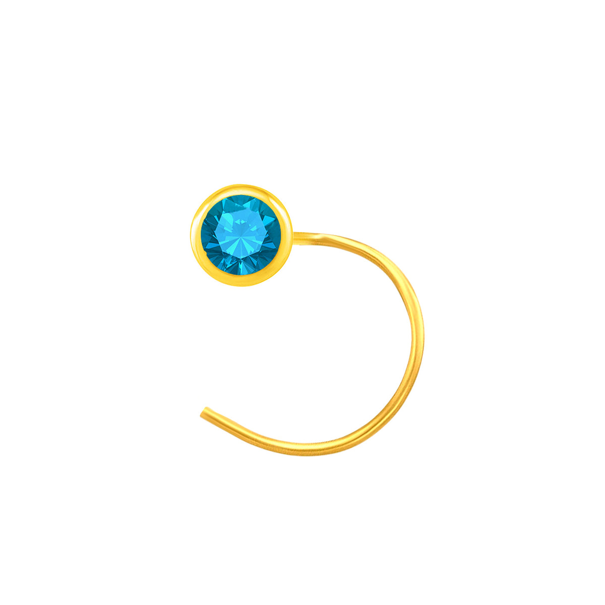 22K Yellow Gold Assorted Small Blue Nose Pin with Wire with gold weight of 0.19g