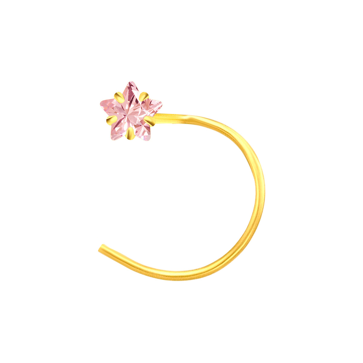 22K Yellow Gold Assorted Small Pink Nose Pin with Wire with gold weight of 0.19g