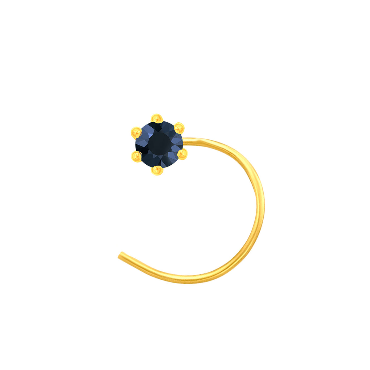 22K Yellow Gold Assorted Small Blue Nose Pin with Wire with gold weight of 0.14g