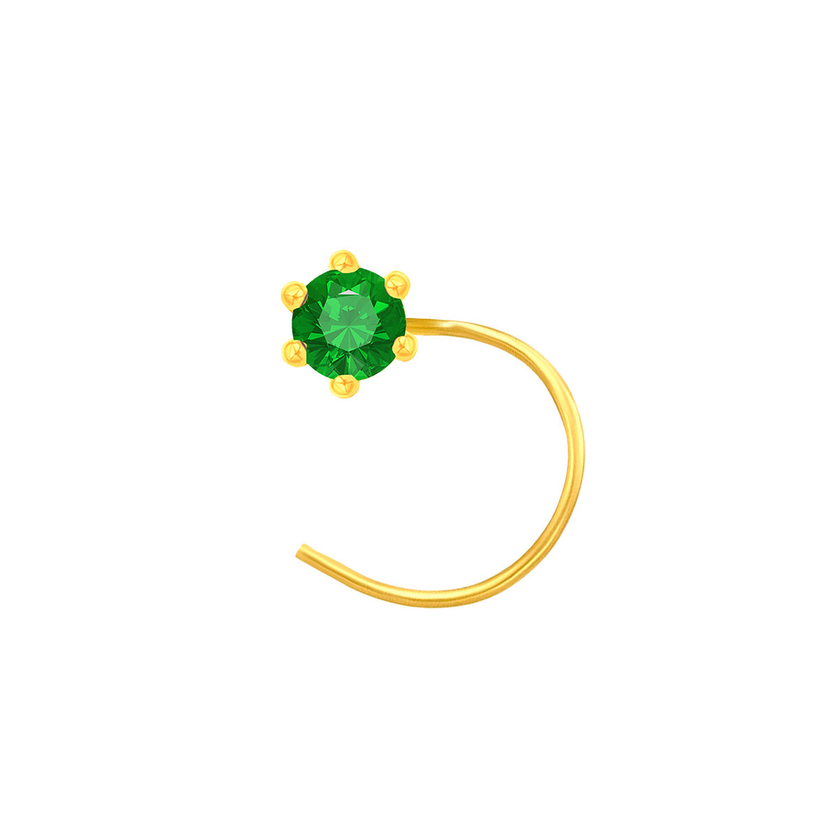 22K Yellow Gold Assorted Small Green Nose Pin with Wire with gold weight of 0.13g