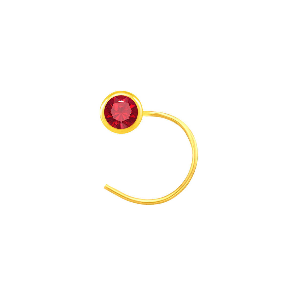 22K Yellow Gold Assorted Small Maroon Nose Pin with Wire with gold weight of 0.11g