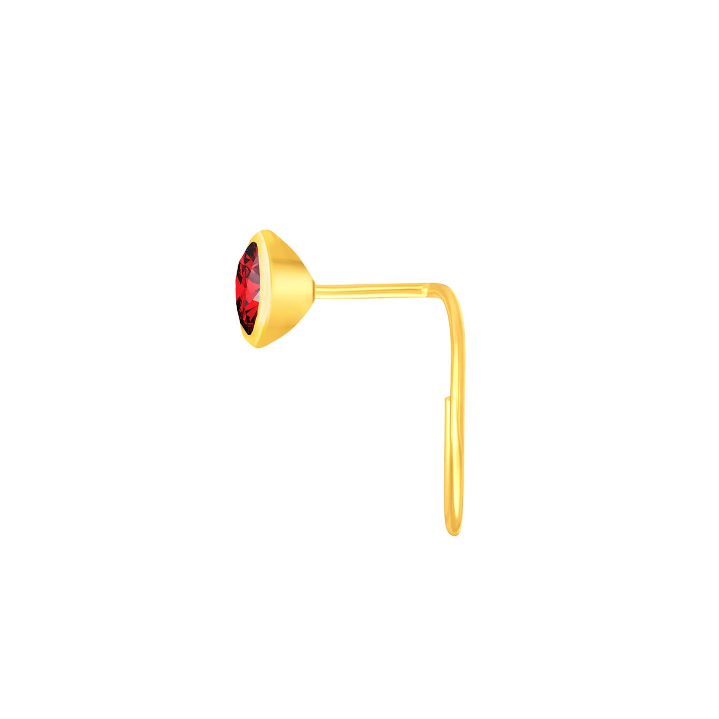 22K Yellow Gold Assorted Small Maroon Nose Pin with Wire with gold weight of 0.11g