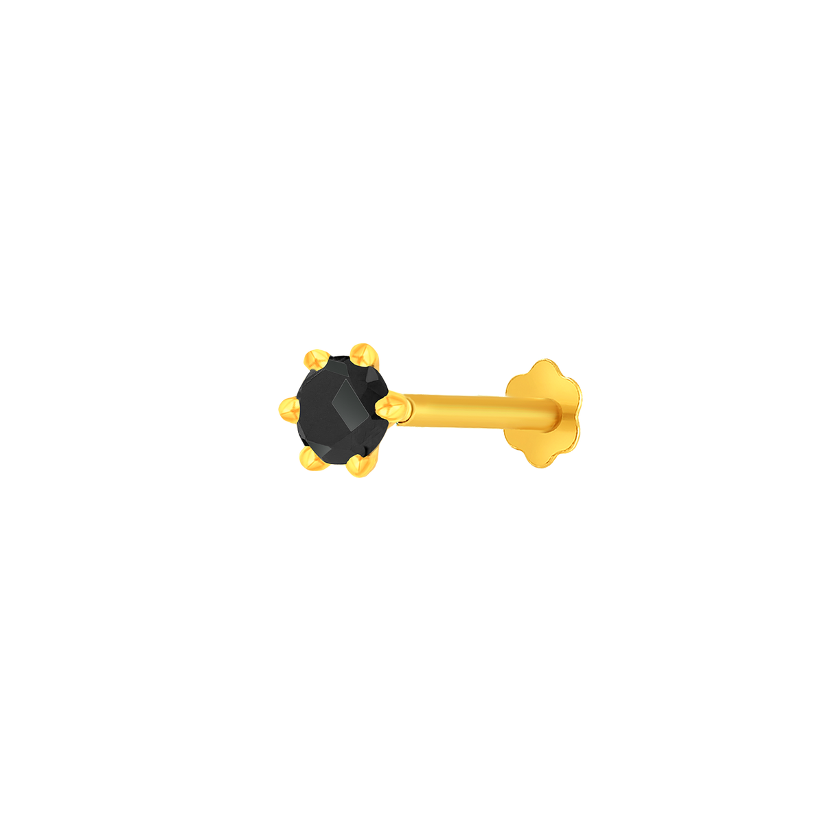 22K Yellow Gold Assorted Small Black Nose Pin with Screwback with gold weight of 0.21g