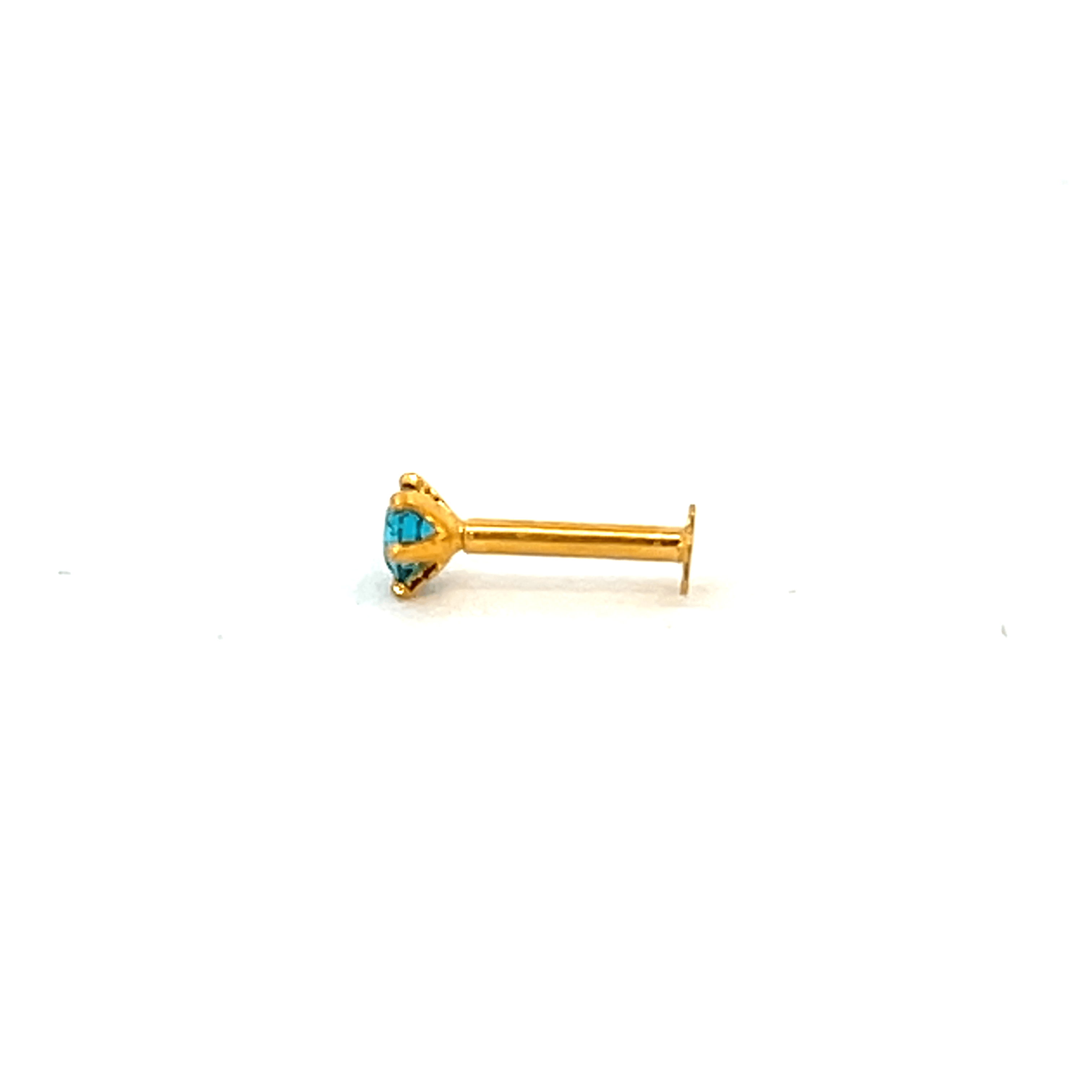 22K Yellow Gold Assorted Small Blue Nose Pin with Screwback with gold weight of 0.21g