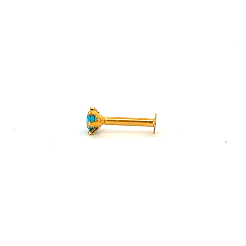 22K Yellow Gold Assorted Small Blue Nose Pin with Screwback with gold weight of 0.21g