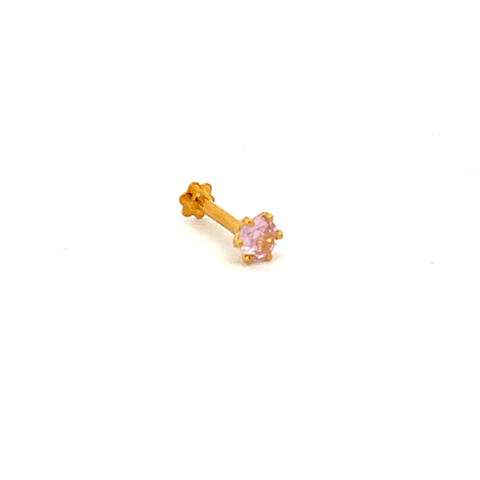 22K Yellow Gold Assorted Small Pink Nose Pin with Screwback with gold weight of 0.21g