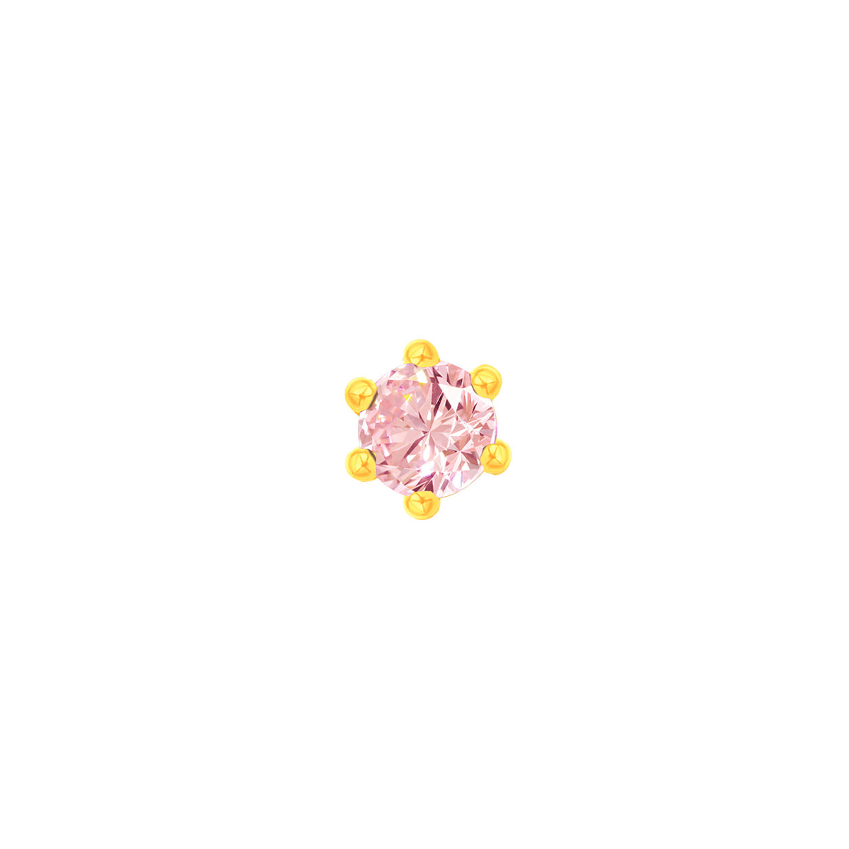22K Yellow Gold Assorted Small Pink Nose Pin with Screwback with gold weight of 0.21g