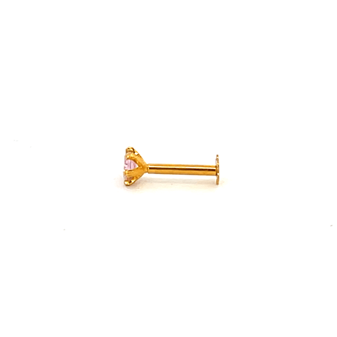 22K Yellow Gold Assorted Small Pink Nose Pin with Screwback with gold weight of 0.21g