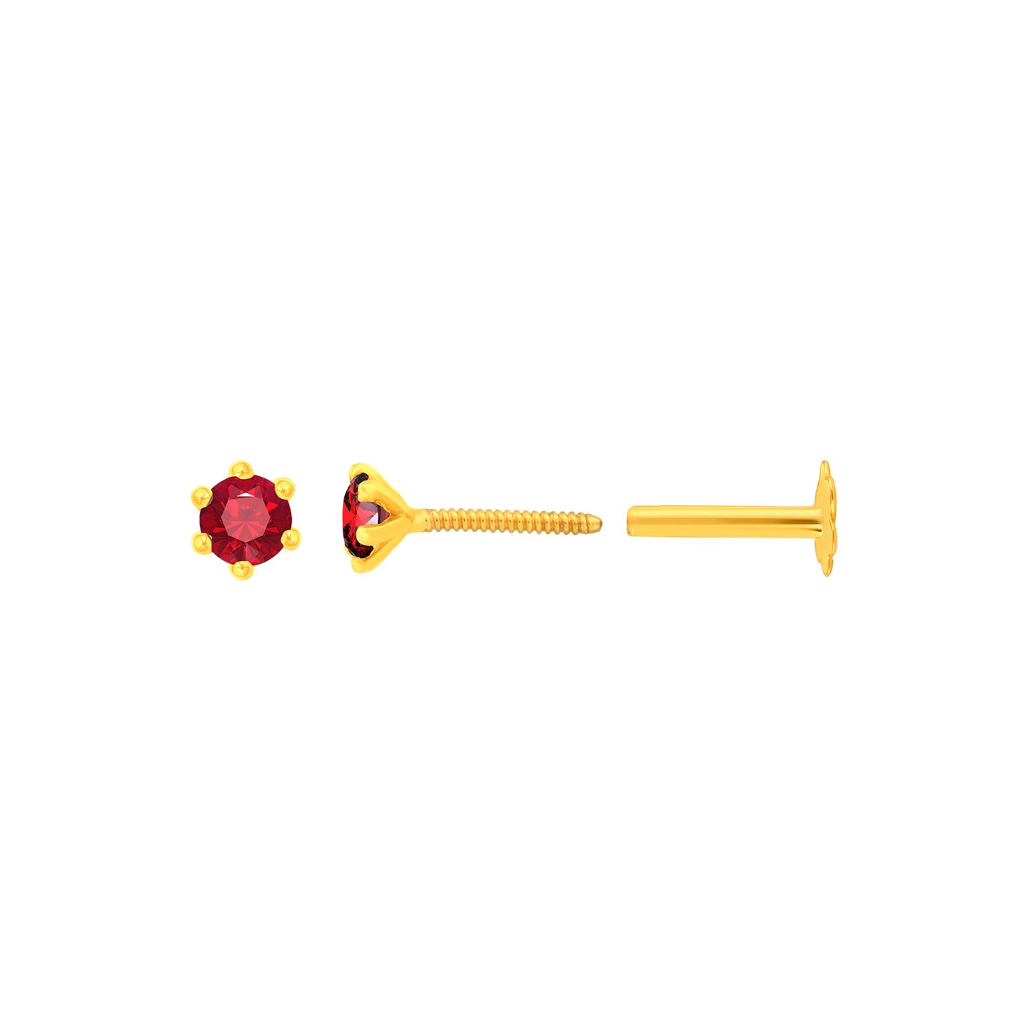 22K Yellow Gold Assorted Small Purple Nose Pin with Screwback with gold weight of 0.18g