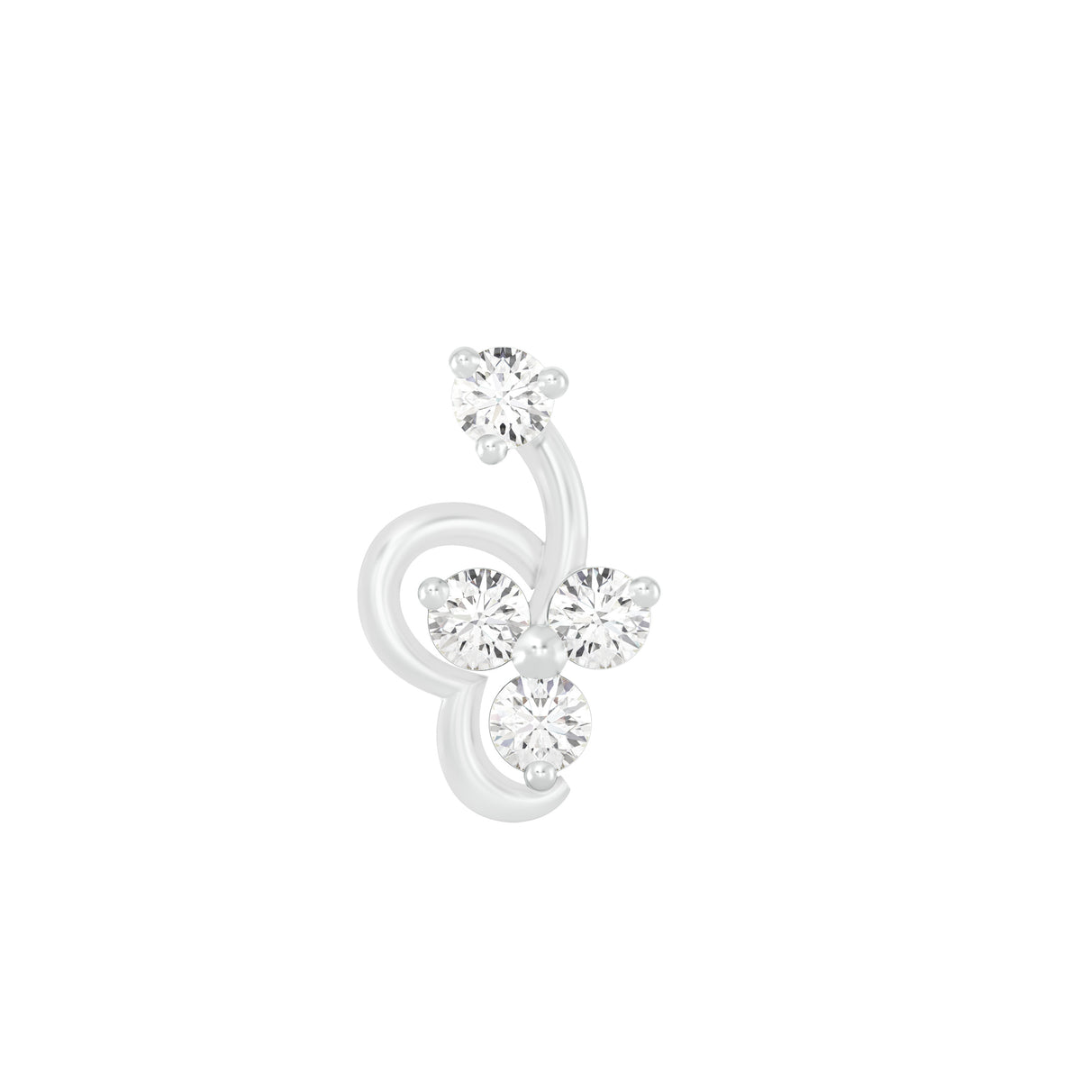 18k White Gold Round Brilliant Cut Statement Diamond Nose Pin with Screwback of 0.03 Carat