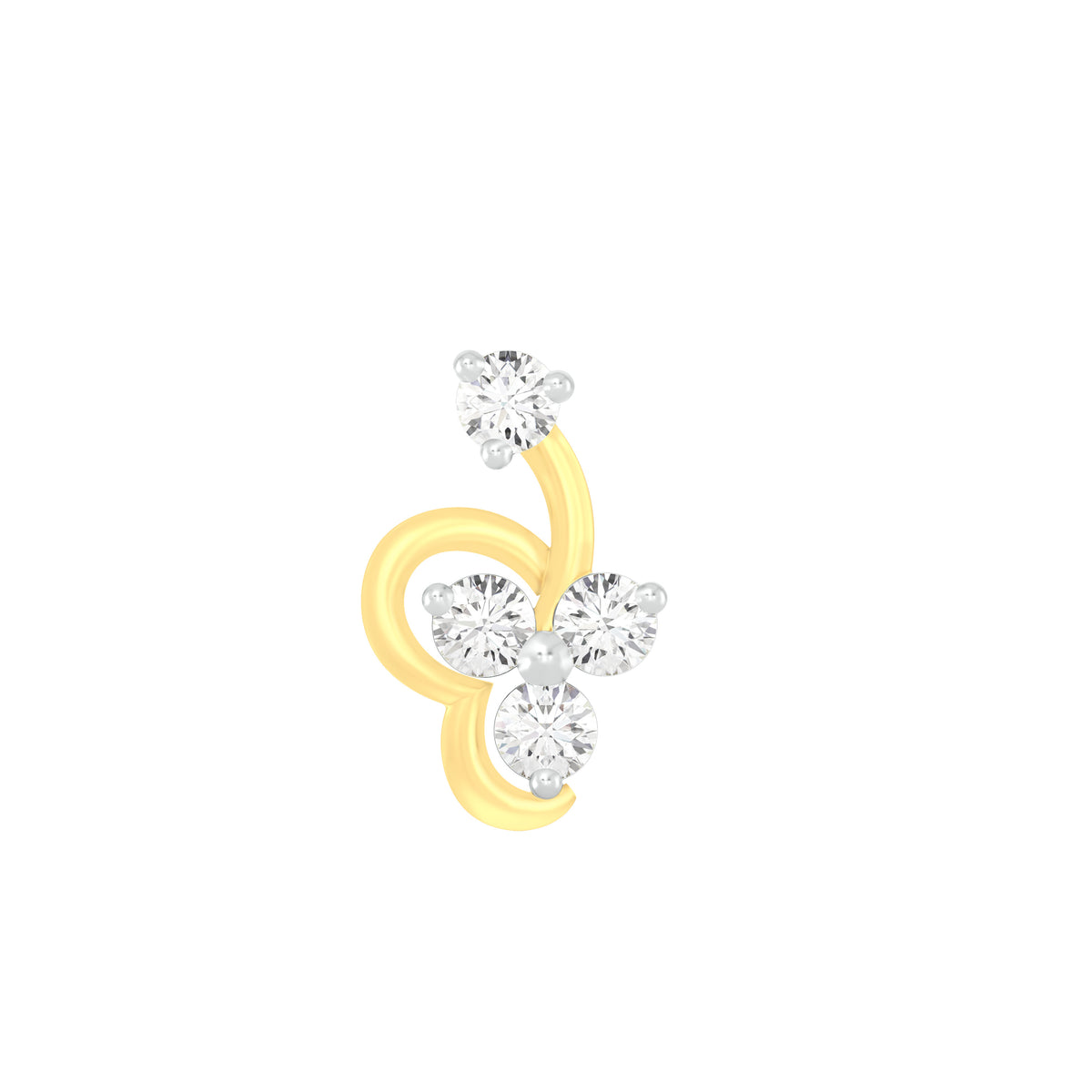 18k Yellow Gold Round Brilliant Cut Petite Diamond Nose Pin with Screwback of 0.03 Carat