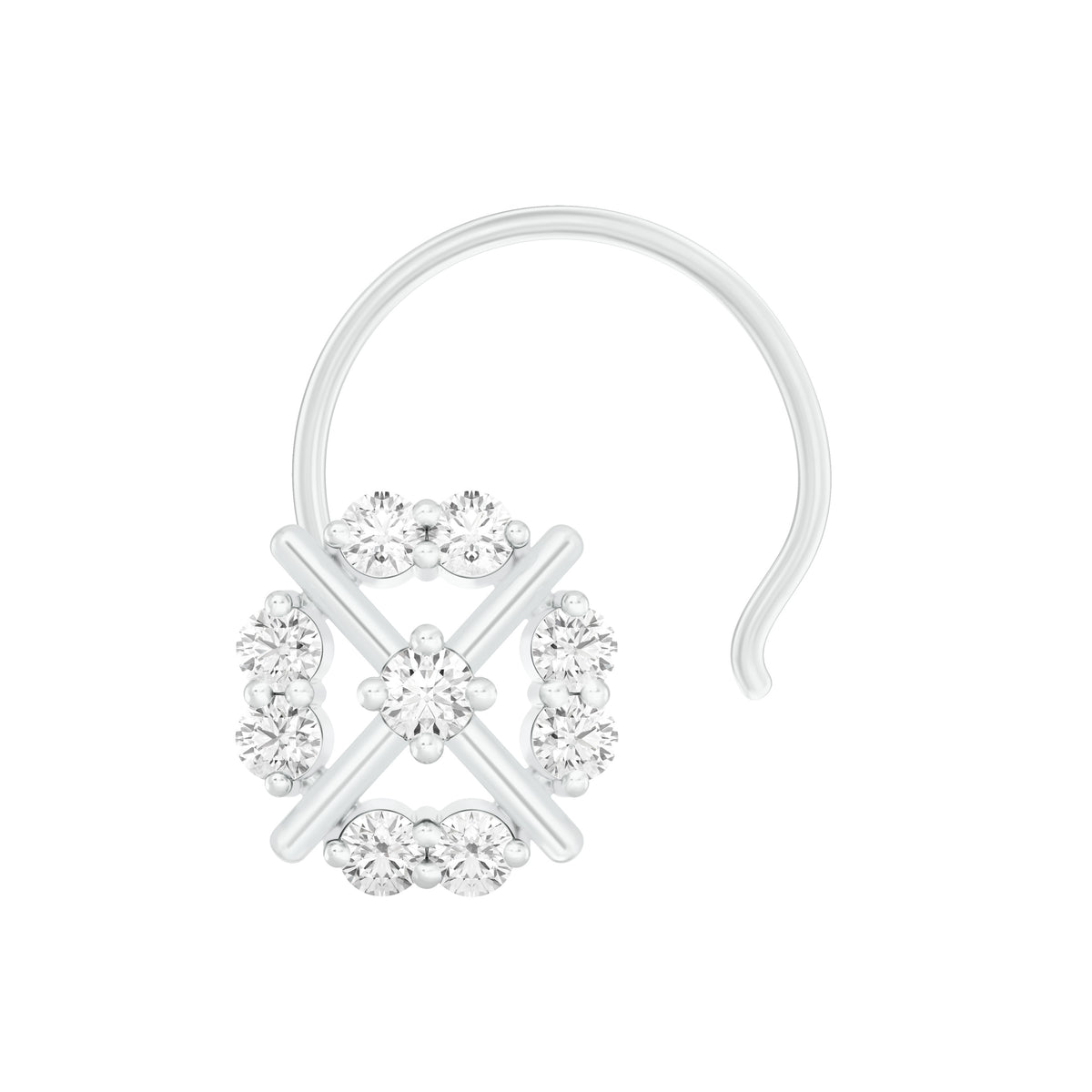 18k White Gold Round Brilliant Cut Captivating Diamond Nose Pin with Wire of 0.05 Carat