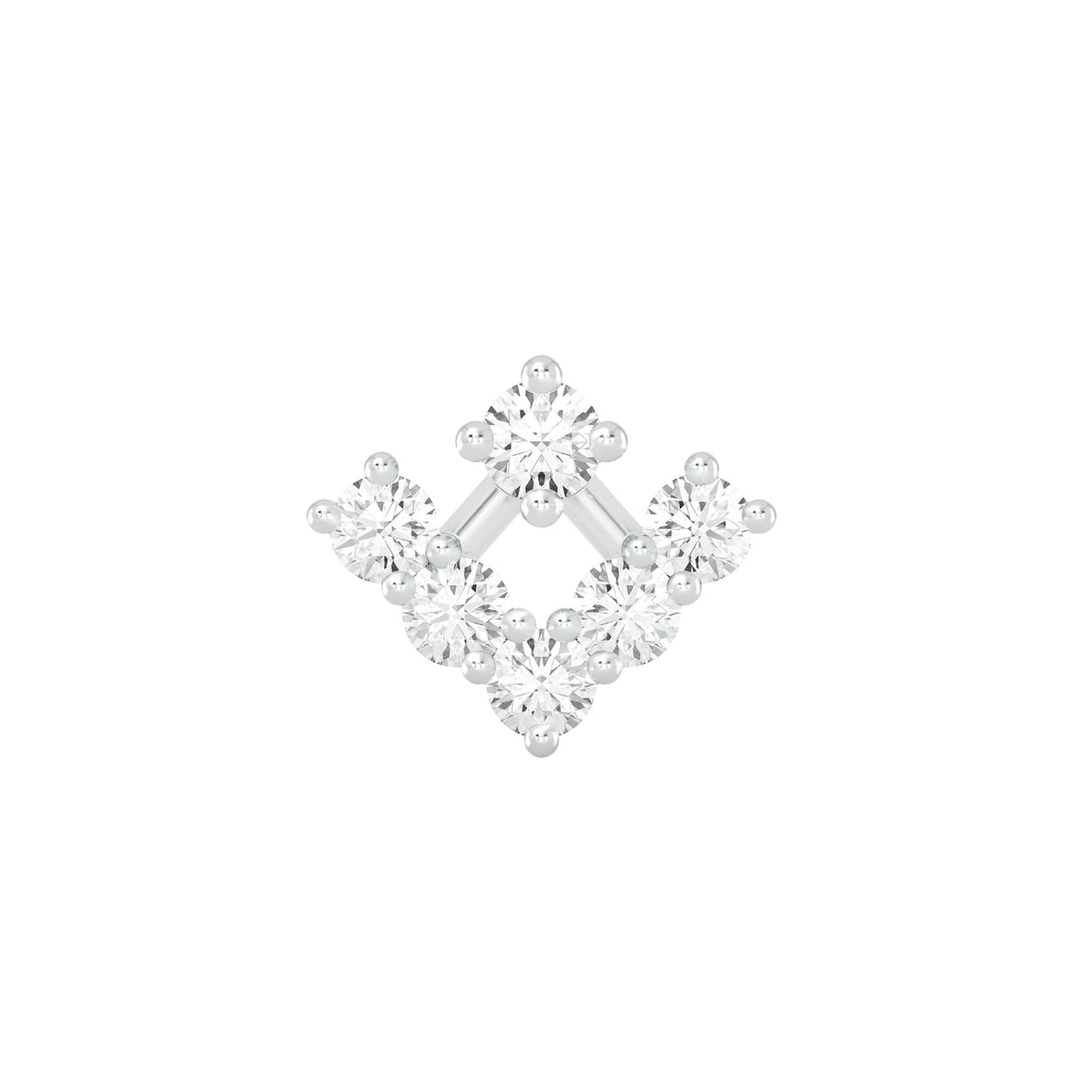 18k White Gold Round Brilliant Cut Abstract Diamond Nose Pin with Screwback of 0.07 Carat
