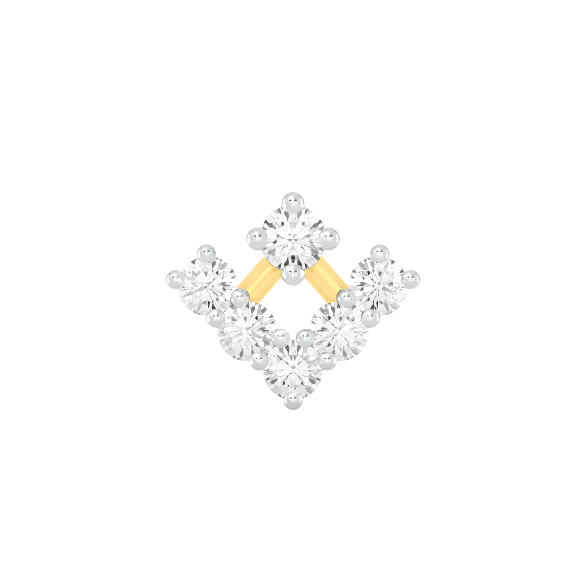 18k Yellow Gold Round Brilliant Cut Geometric Diamond Nose Pin with Screwback of 0.07 Carat