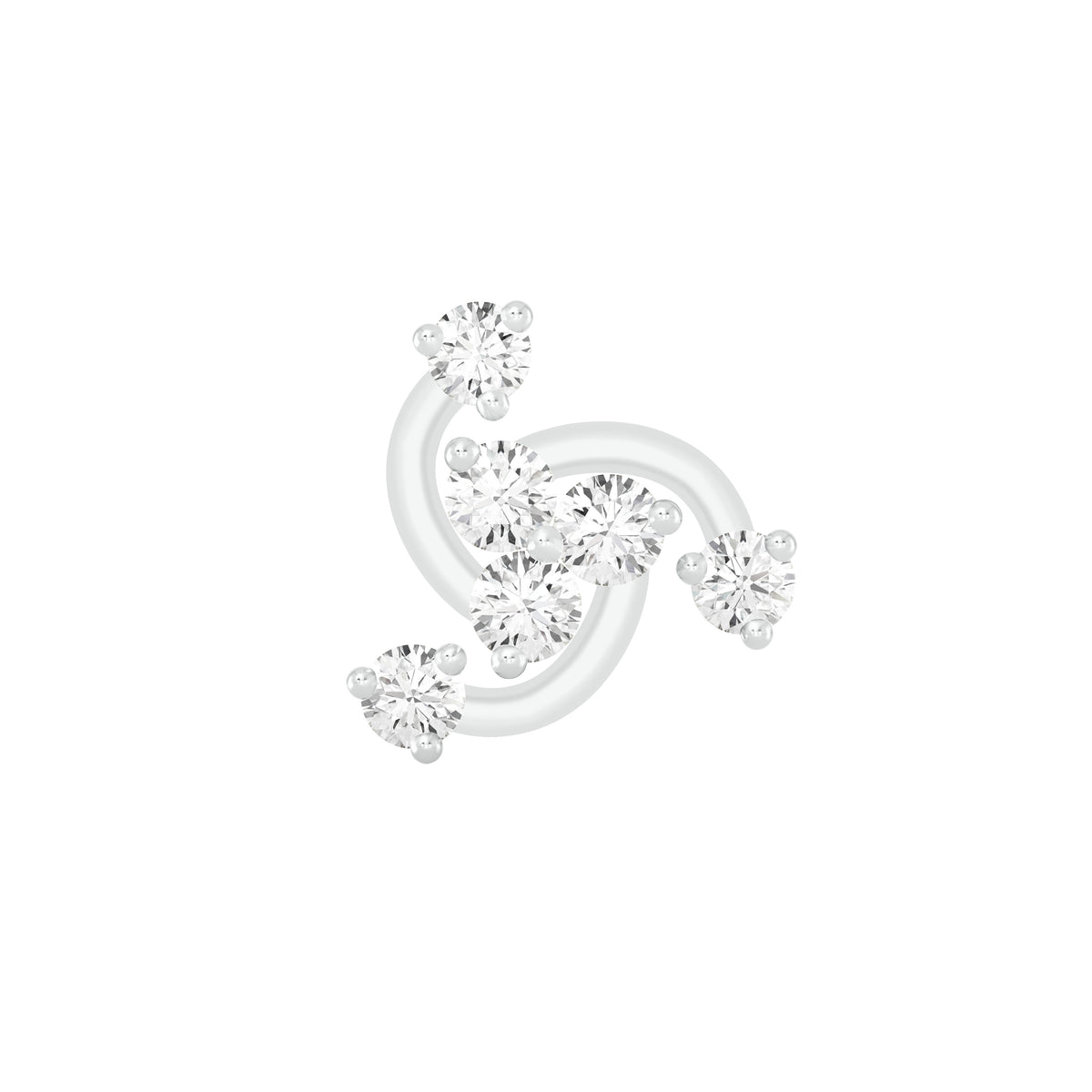 18k White Gold Round Brilliant Cut Sparkling Diamond Nose Pin with Screwback of 0.05 Carat