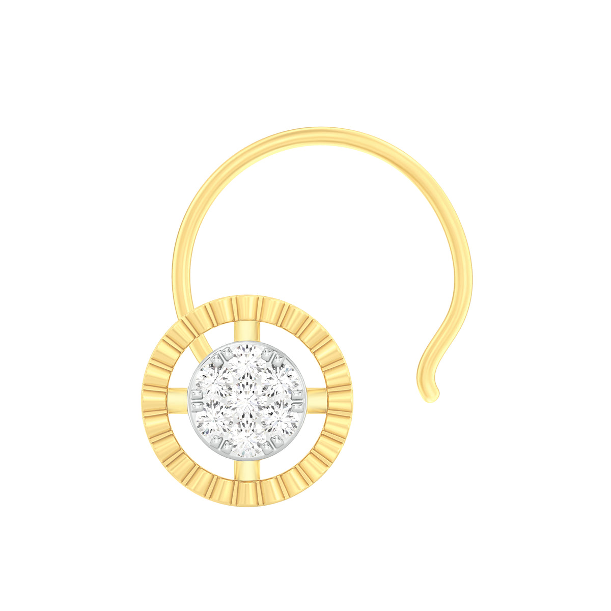 18k Yellow Gold Round Brilliant Cut Elegant Diamond Nose Pin with Wire of 0.02 Carat