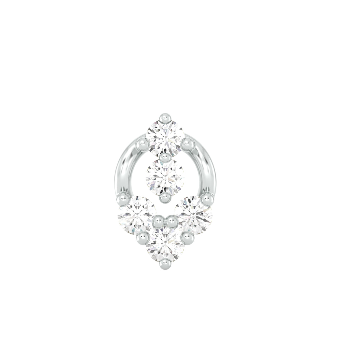 18k White Gold Round Brilliant Cut Unique Diamond Nose Pin with Screwback of 0.05 Carat