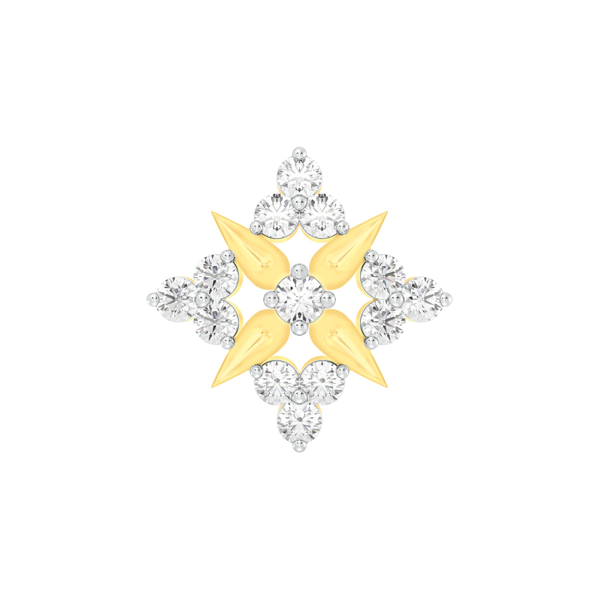 18k Yellow Gold Round Brilliant Cut Statement Diamond Nose Pin with Screwback of 0.06 Carat